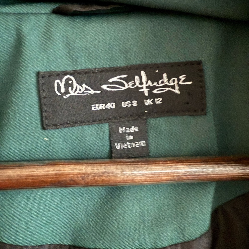 Miss Selfridge Teal Trench Coat View 2